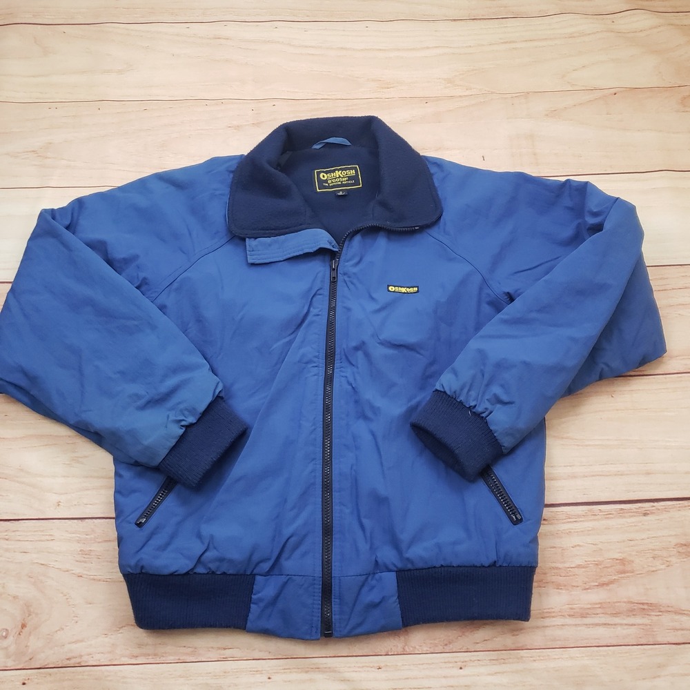VINTAGE OshKosh B'Gosh Jacket Mens Small Blue Nylon Fleece Lined Bomber 1480